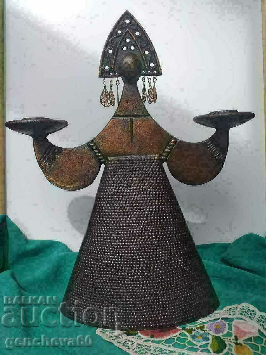 Rare Russian copper candle holder MATRYOSHKA - 7
