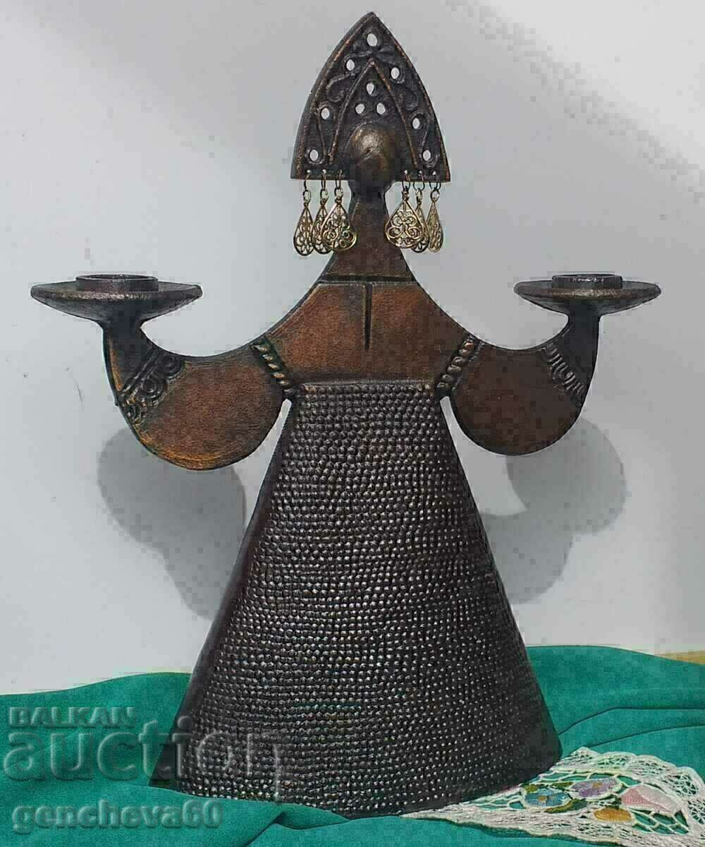 Rare Russian copper candle holder MATRYOSHKA