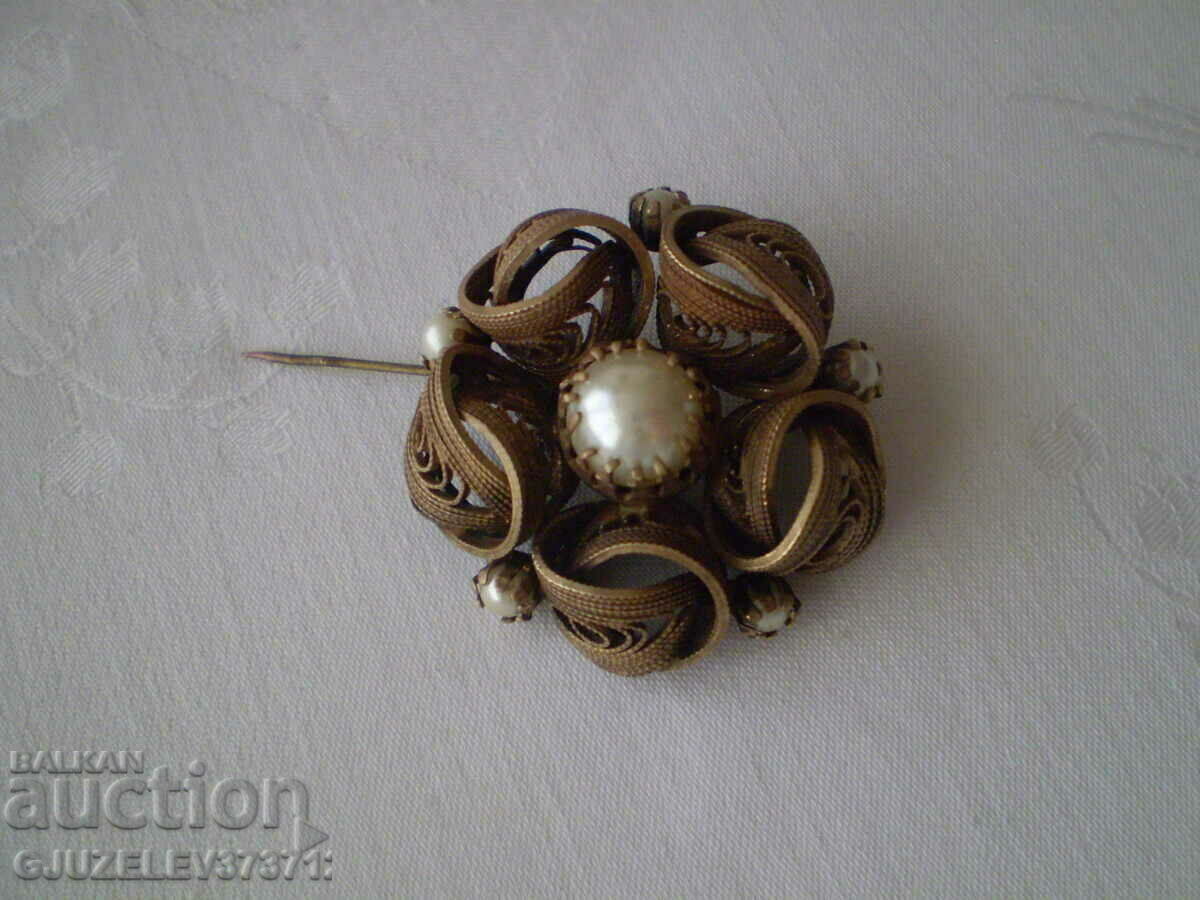 Vintage μαργαριτάρι καρφίτσα - 7