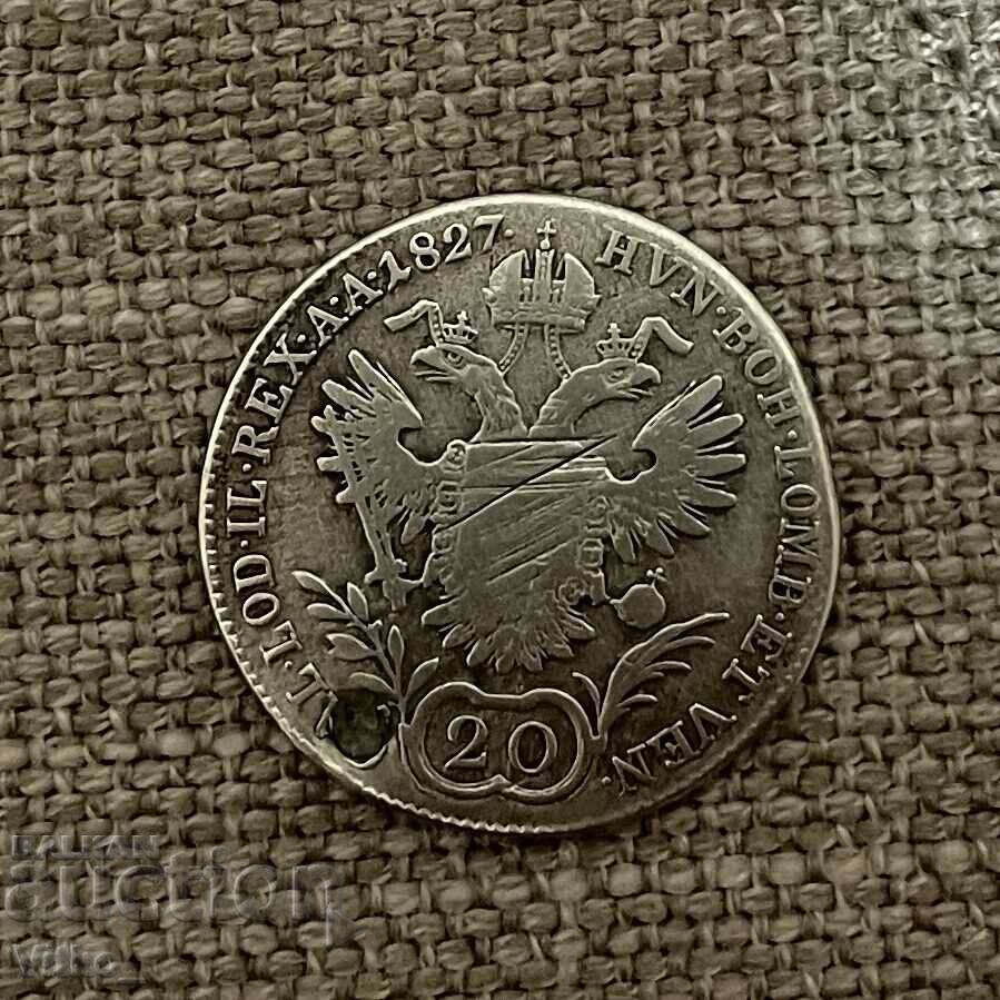 20 Kreuzer 1827 silver, read the description