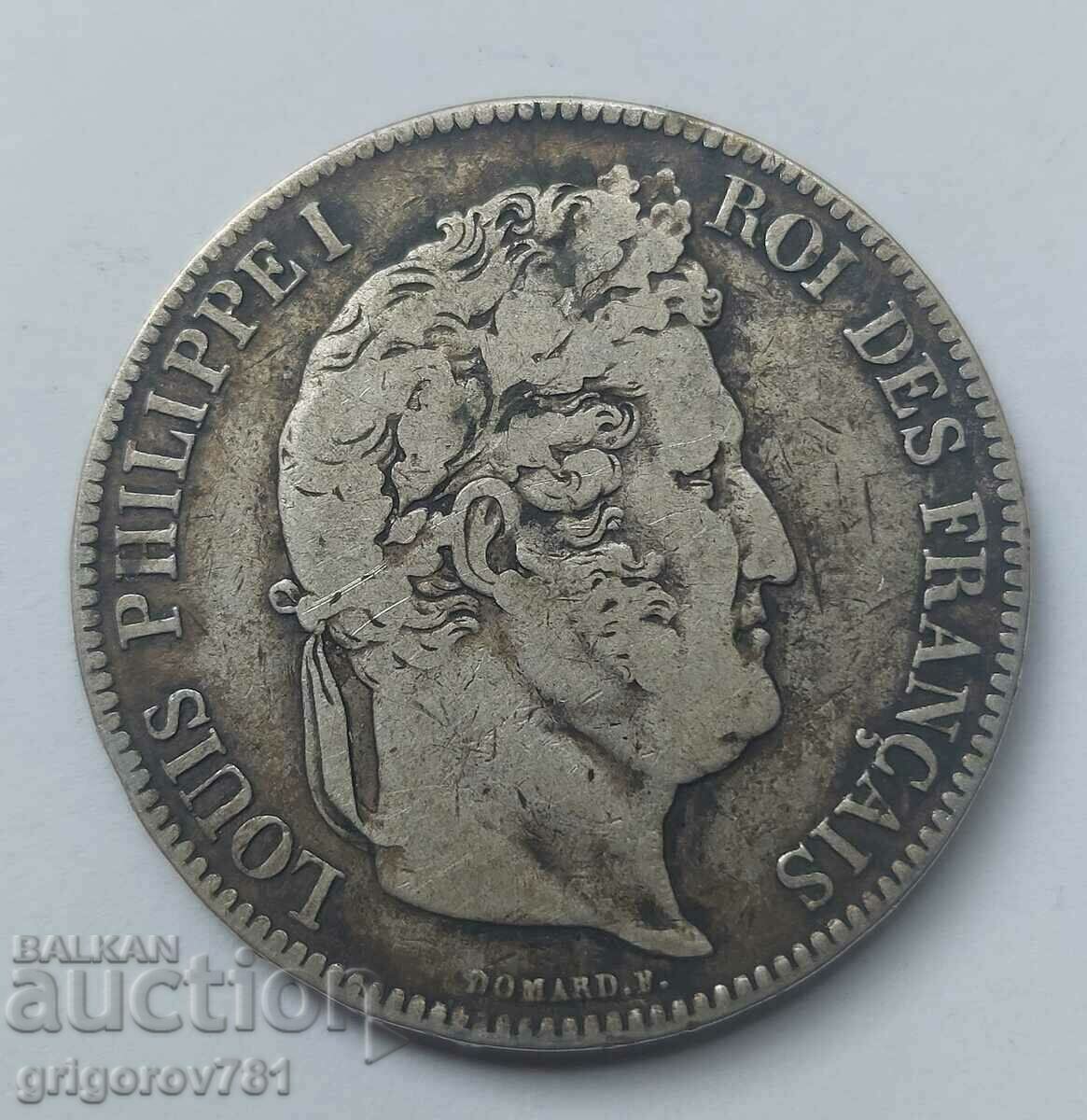 Moneda de argint 5 Franci Franța 1837 W #192