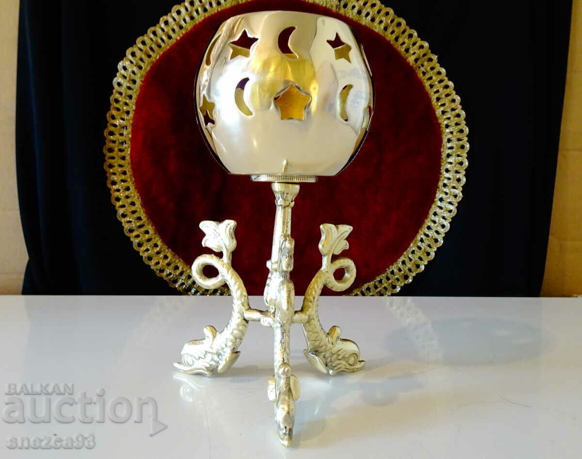 Bronze candlestick, fish, Christianity, moon, stars - 6 Bronze candlestick, fish, Christianity, moon, stars - 6