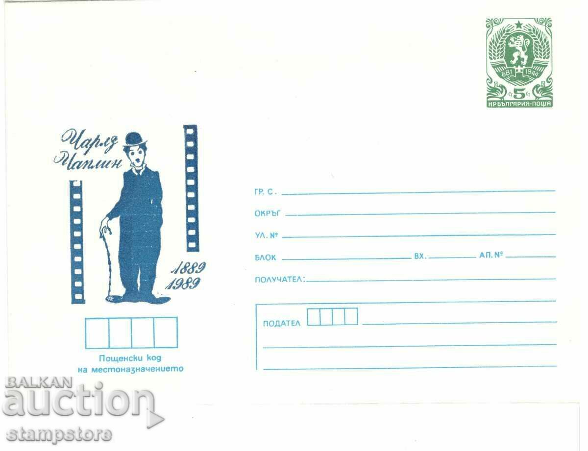 Postal envelope 100 years since the birth of Charlie Chaplin