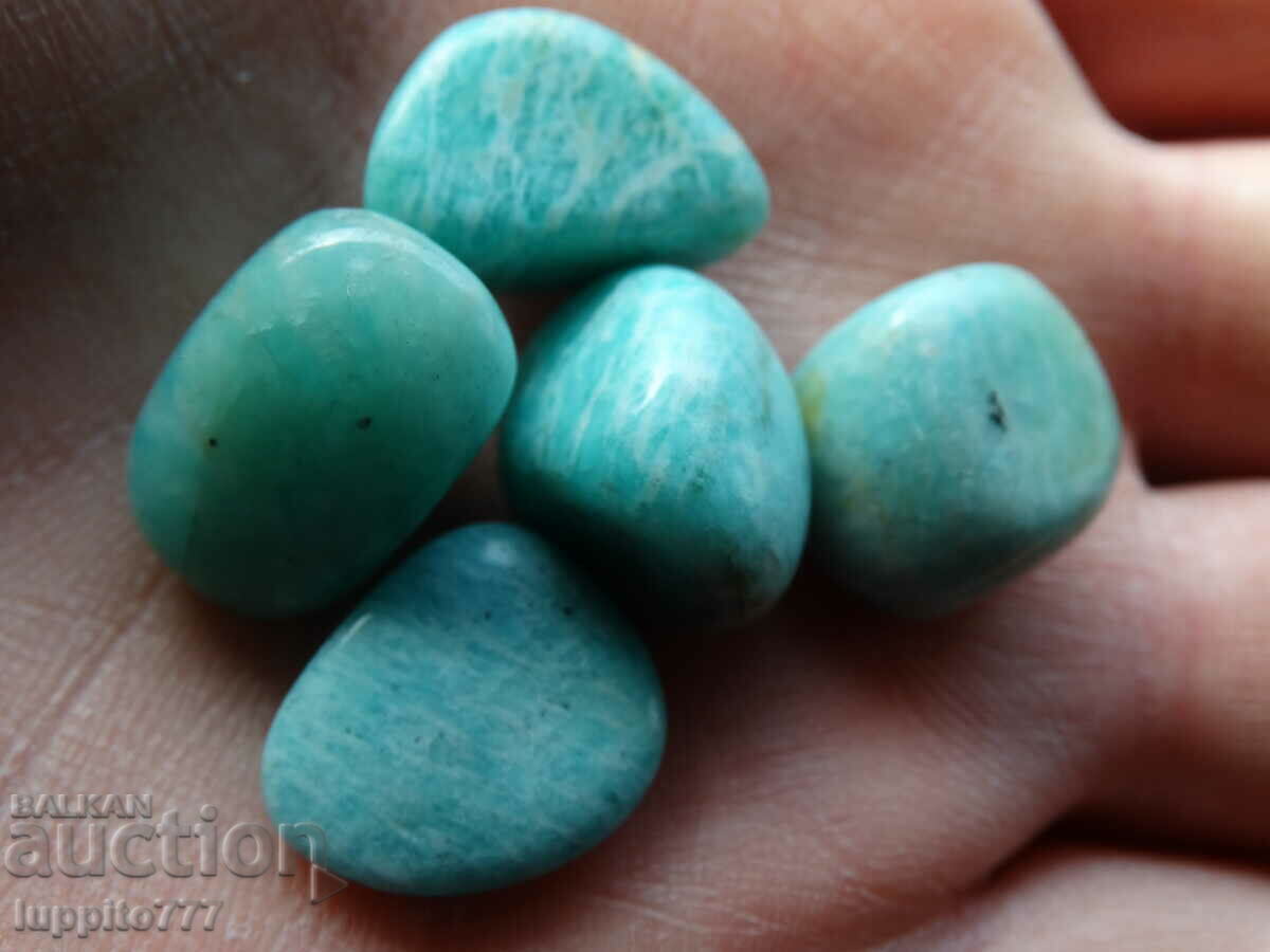 Φυσικός γυαλισμένος αμαζονίτης 87,50 καρατίων 5 τεμάχια - 5 Φυσικός γυαλισμένος αμαζονίτης 87,50 καρατίων 5 τεμάχια - 5
