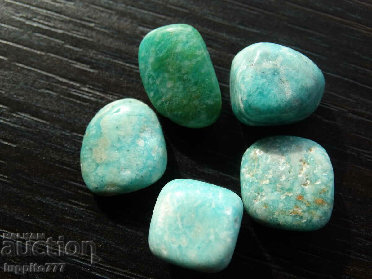 Licitație 88,60 carate amazonit natural lustruit 5 buc Licitație 88,60 carate amazonit natural lustruit 5 buc