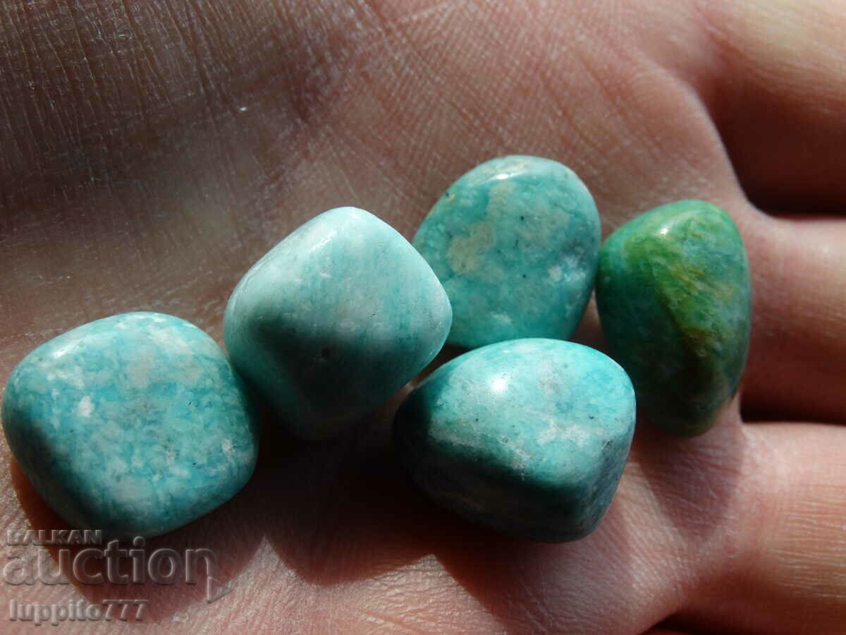 Livrarea 88,60 carate amazonit natural lustruit 5 buc Livrarea 88,60 carate amazonit natural lustruit 5 buc