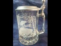 Crystal mug with hunting motifs