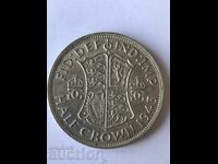 Marea Britanie 1/2 Coroană 1943 George VI Argint