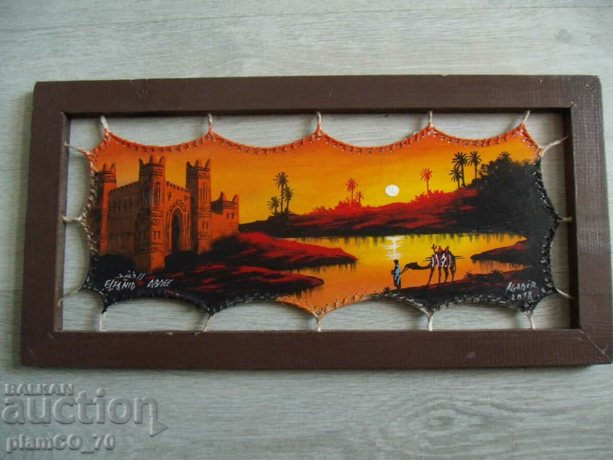 Delivery of No.*6826 painting on leather canvas with wooden frame Delivery of No.*6826 painting on leather canvas with wooden frame