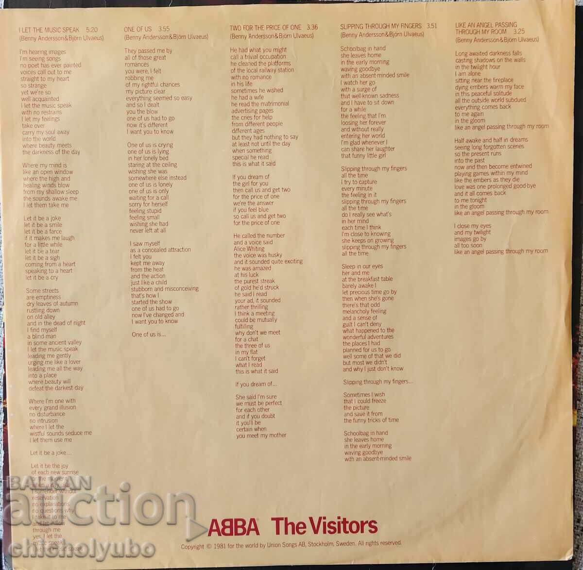 Auction ABBA - The Visitors / 1981 Auction ABBA - The Visitors / 1981