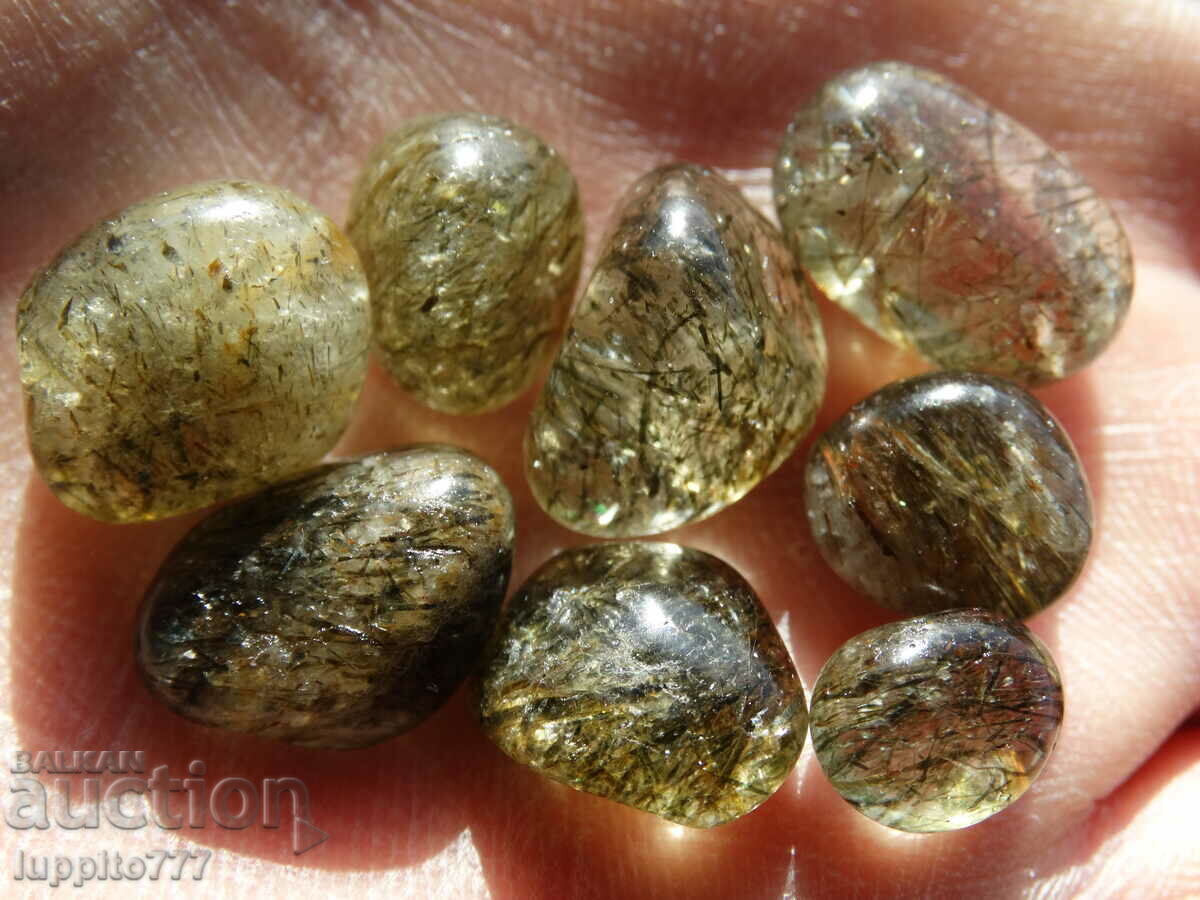74.65 carats of natural rutilized quartz, 8 pieces - 6 74.65 carats of natural rutilized quartz, 8 pieces - 6