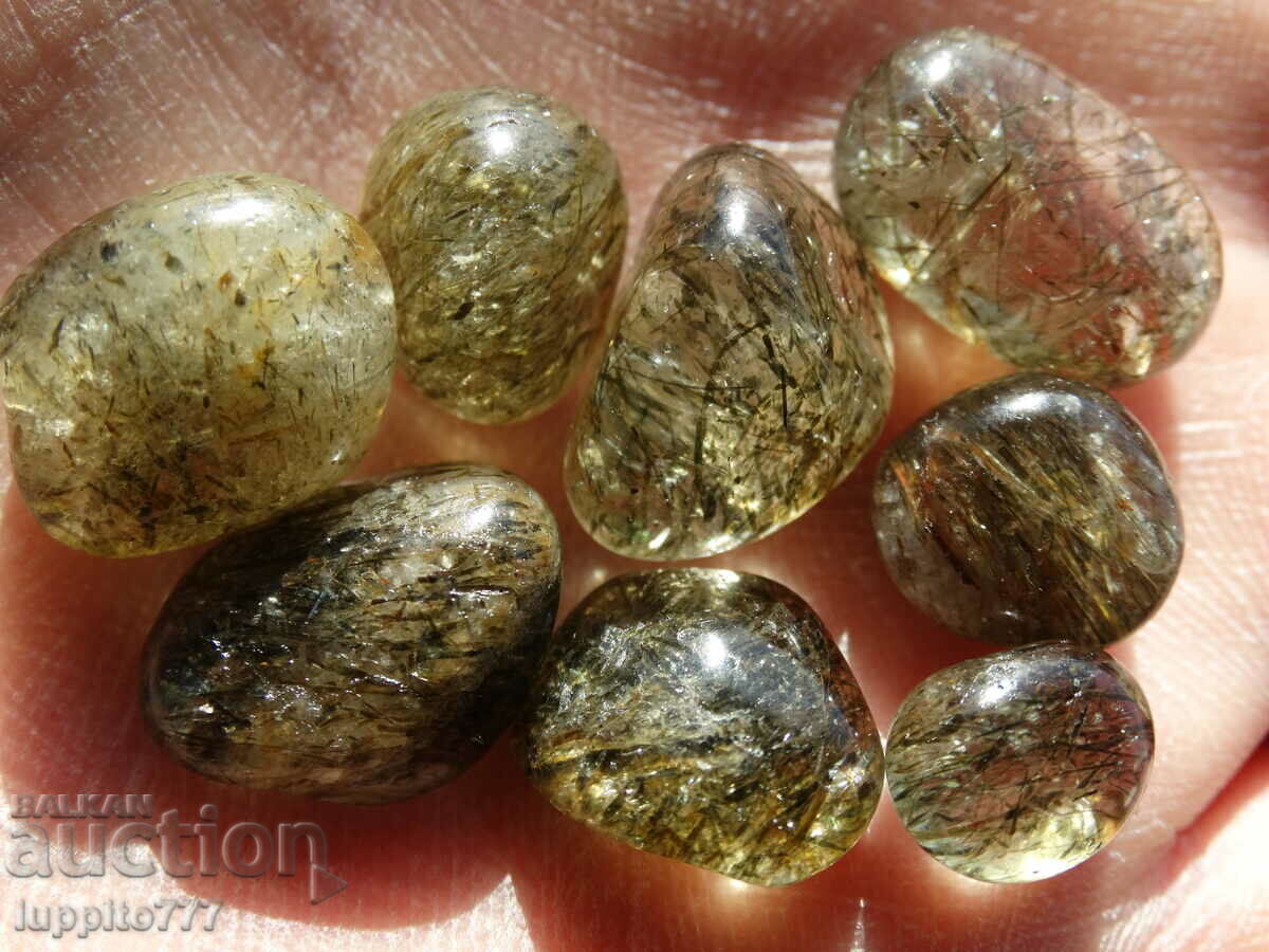 74.65 carats of natural rutilized quartz, 8 pieces - 7 74.65 carats of natural rutilized quartz, 8 pieces - 7