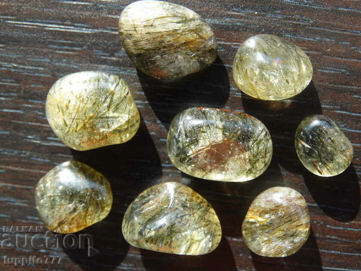 74.65 carats of natural rutilized quartz, 8 pieces