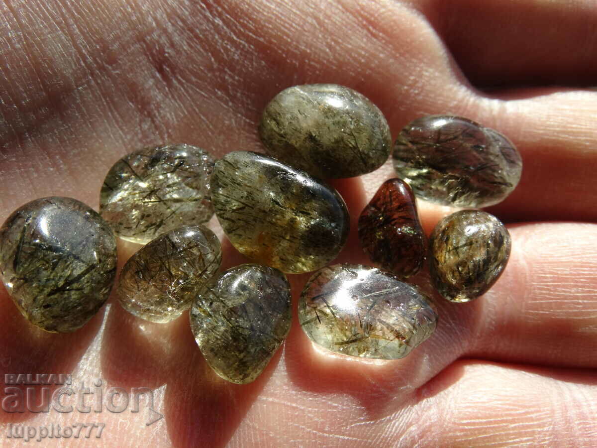 Φυσικό ρουτιλισμένο χαλαζία 83,90 καρατίων, 10 τεμάχια - 5 Φυσικό ρουτιλισμένο χαλαζία 83,90 καρατίων, 10 τεμάχια - 5