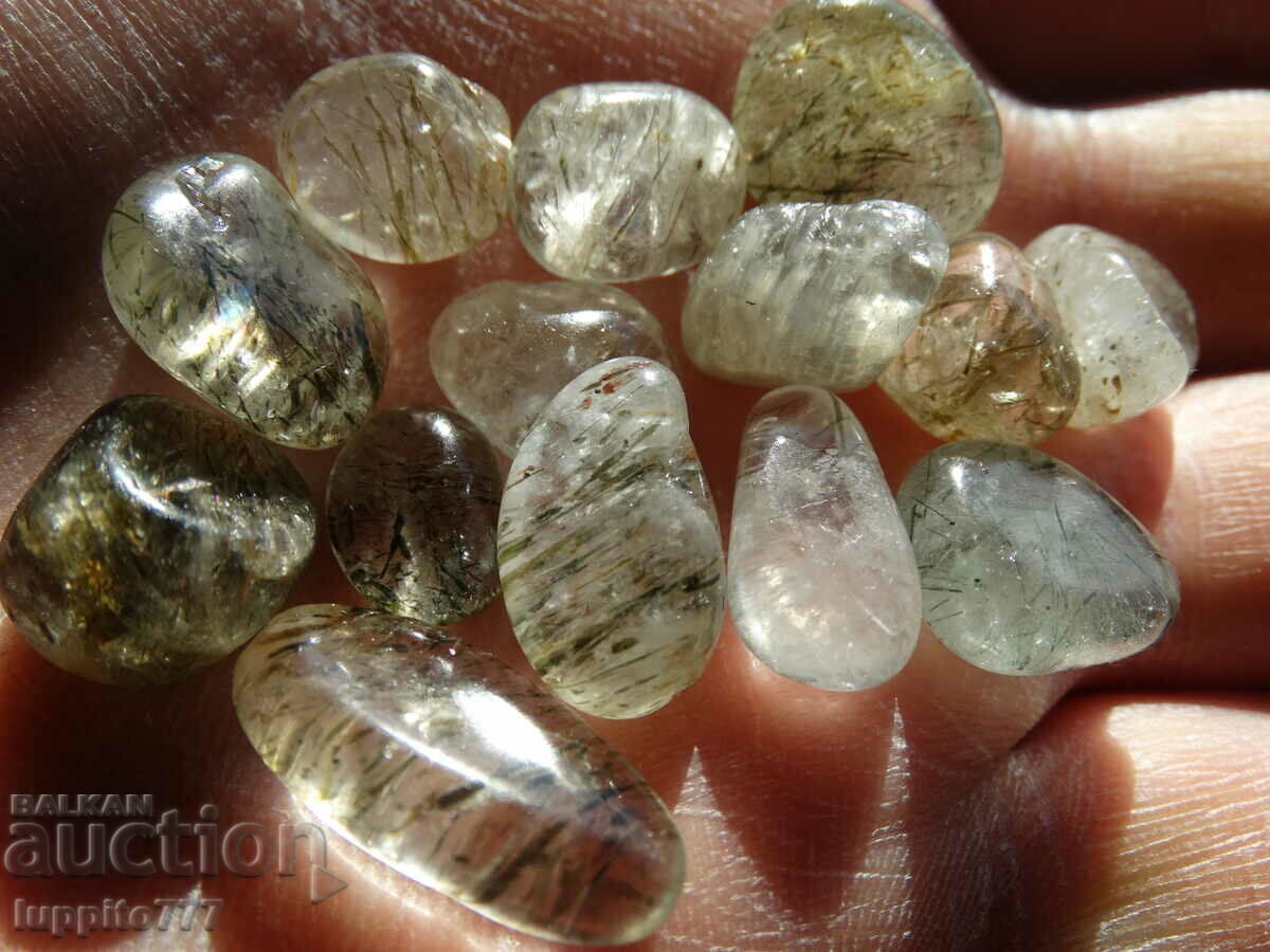 Παράδοση 68,10 καράτια φυσικός ρουτιλισμένος χαλαζίας 14 τεμάχια Παράδοση 68,10 καράτια φυσικός ρουτιλισμένος χαλαζίας 14 τεμάχια