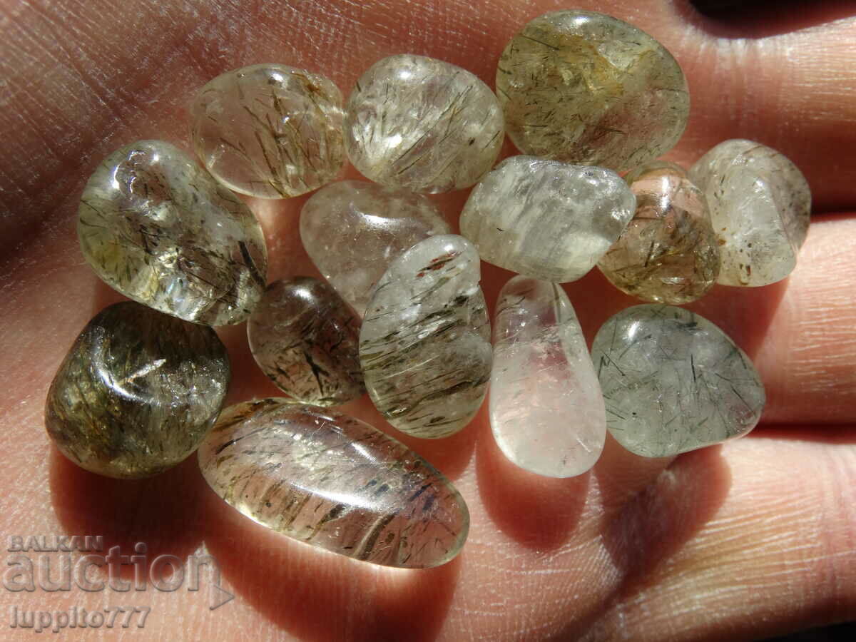 68,10 καράτια φυσικός ρουτιλισμένος χαλαζίας 14 τεμάχια - 5 68,10 καράτια φυσικός ρουτιλισμένος χαλαζίας 14 τεμάχια - 5