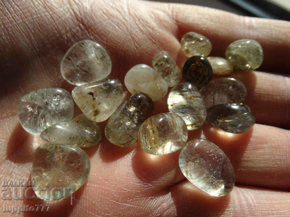 Δημοπρασία 111,40 καράτια φυσικός ρουτιλισμένος χαλαζίας 17 τεμάχια Δημοπρασία 111,40 καράτια φυσικός ρουτιλισμένος χαλαζίας 17 τεμάχια