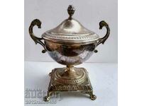 Antique silver plated metal sugar bowl