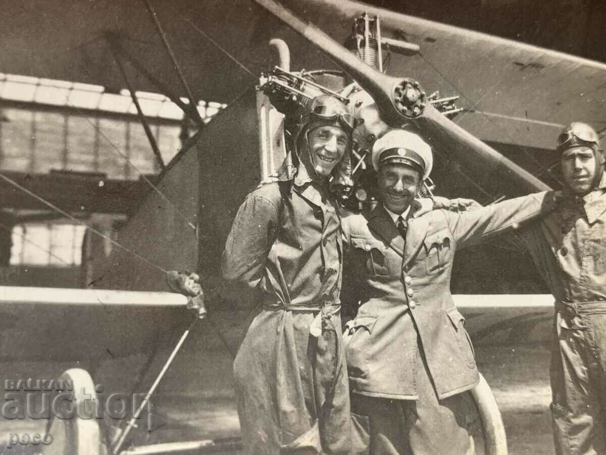 Old Airplane Aviators Fotografie veche