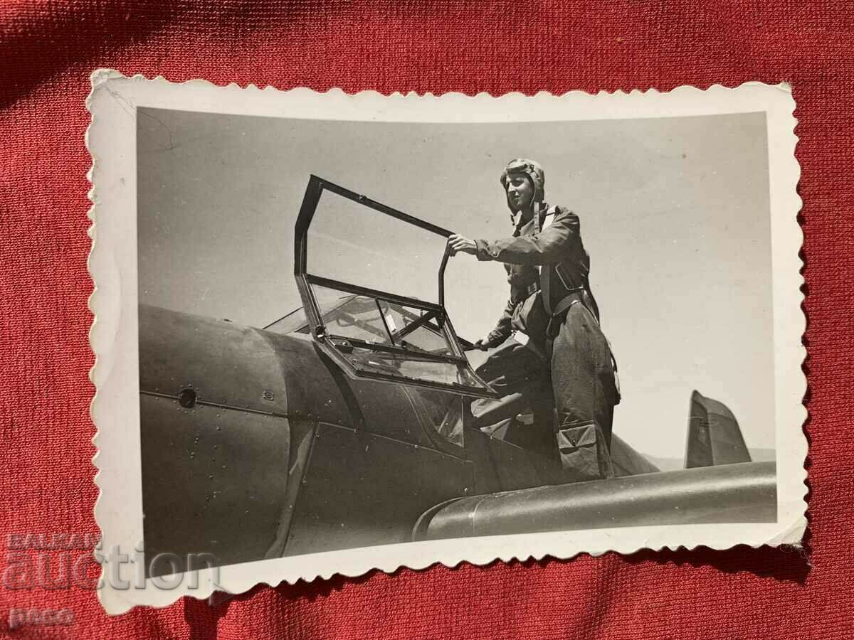 Auction Kazanlak Airport 1945 Pilot Airplane Old photo Auction Kazanlak Airport 1945 Pilot Airplane Old photo
