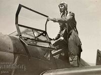 Kazanlak Airport 1945 Pilot Airplane Old photo