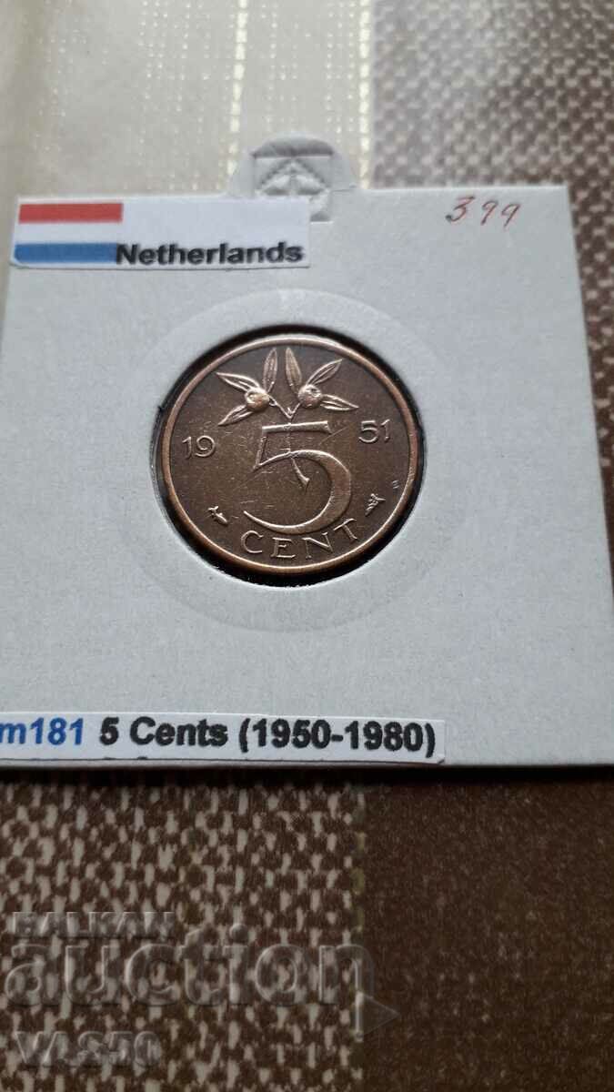 399. NETHERLANDS-5c. 1951
