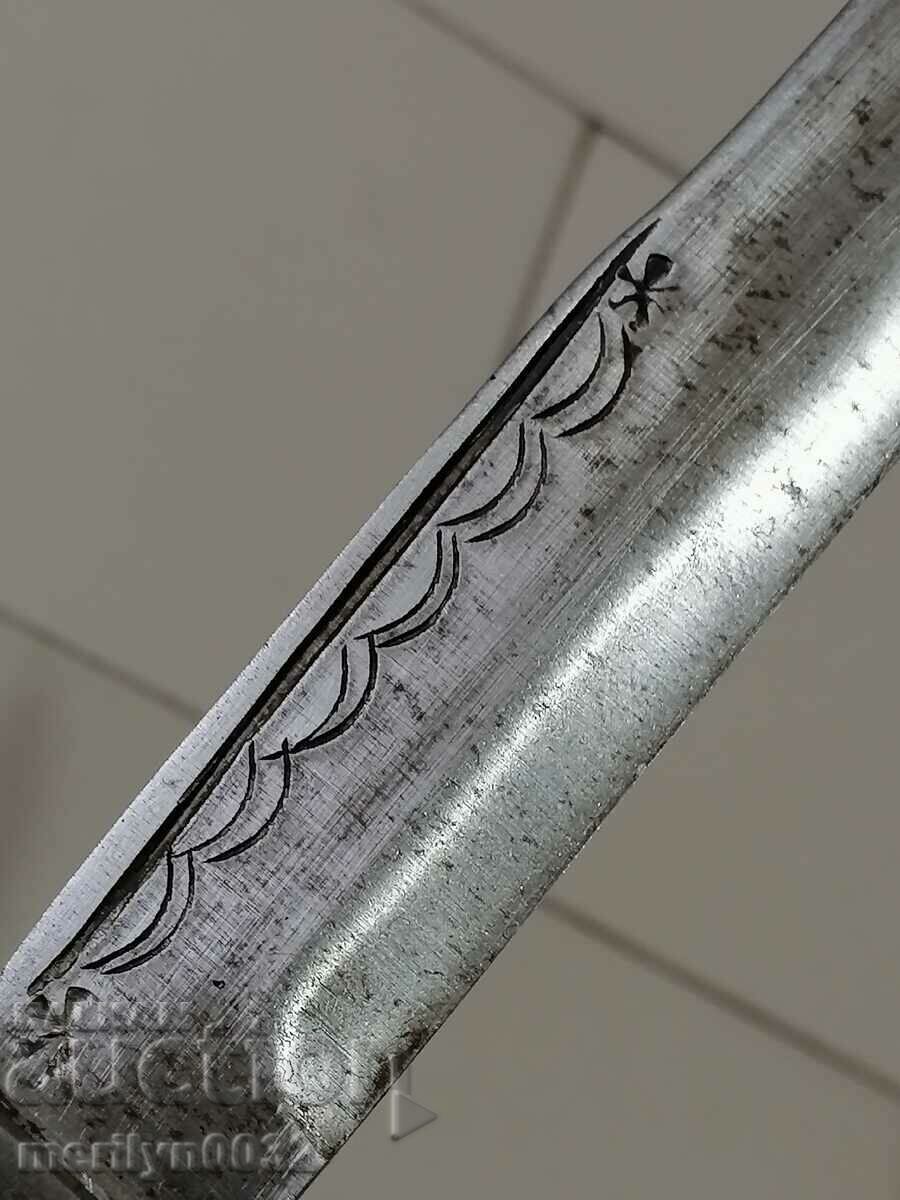 Old butcher knife solid blade with engravings with price 54.00 BGN | € 27.61 Old butcher knife solid blade with engravings with price 54.00 BGN | € 27.61