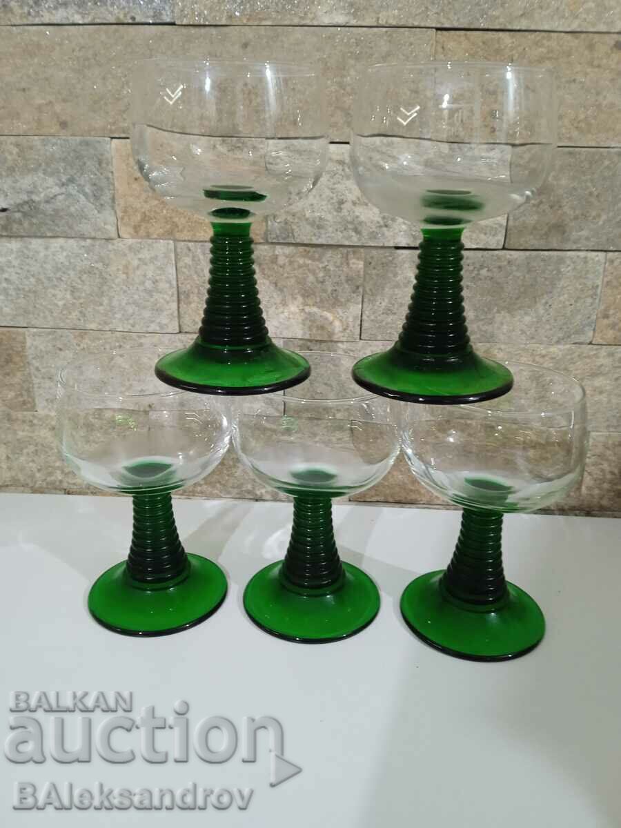 Лот от пет красиви чаши зелени столчета