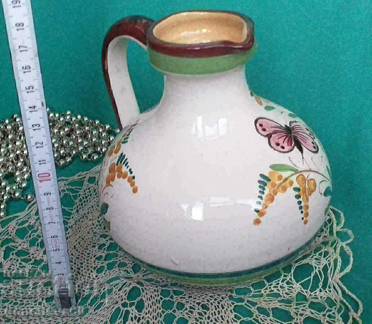 Ceramic vase with handle, hand-painted / Italy with price 15.00 BGN | € 7.67 Ceramic vase with handle, hand-painted / Italy with price 15.00 BGN | € 7.67