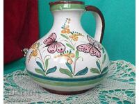 Стомна ваза с дръжка рисувана керамика/Италия