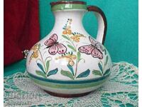 Ceramic vase with handle, hand-painted / Italy