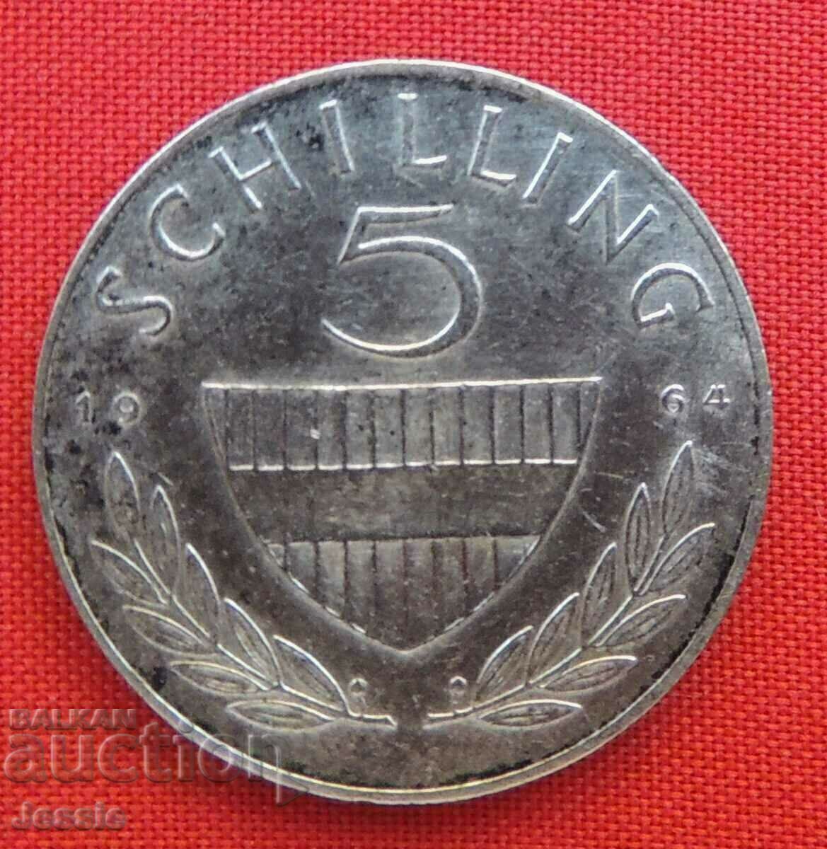 5 Schilling Austria Silver 1964