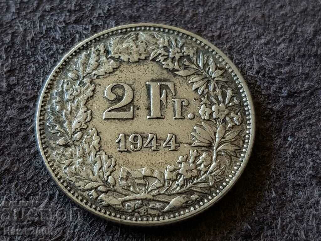 2 francs 1944 Switzerland SILVER silver coin silver