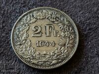 2 franci 1944 Elveția ARGINT monedă de argint argint