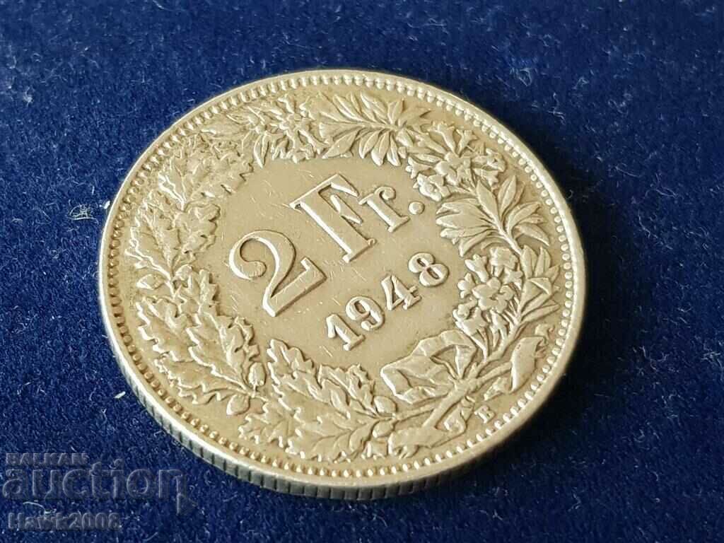 2 francs 1948 Switzerland SILVER silver coin silver with price 45.00 BGN | € 23.01 2 francs 1948 Switzerland SILVER silver coin silver with price 45.00 BGN | € 23.01