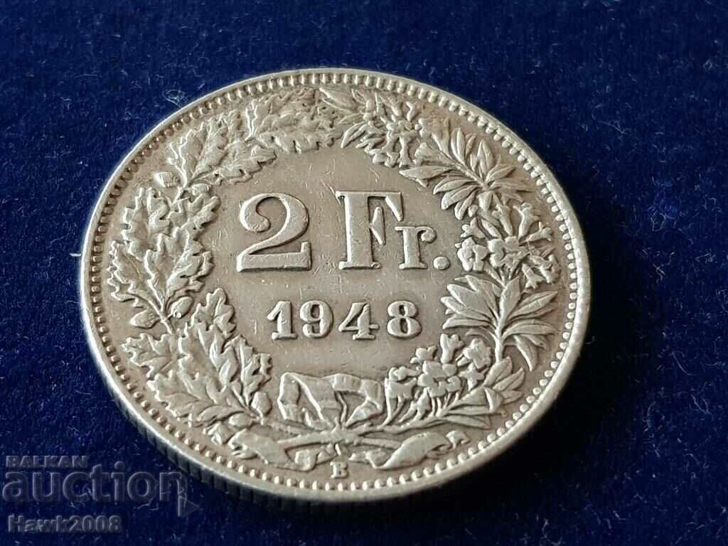 2 francs 1948 Switzerland SILVER silver coin silver 2 francs 1948 Switzerland SILVER silver coin silver