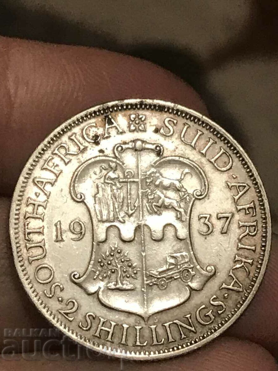 South Africa 2 Shillings 1937 George VI Silver