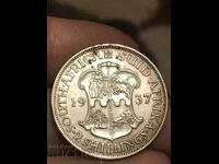 Южна Африка 2 шилинга 1937 Джордж VI сребро