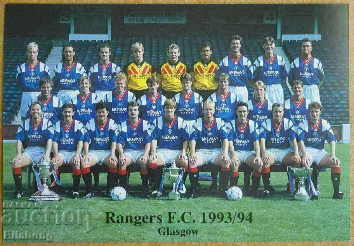 Card - Rangers 1993/94 with autographs Card - Rangers 1993/94 with autographs
