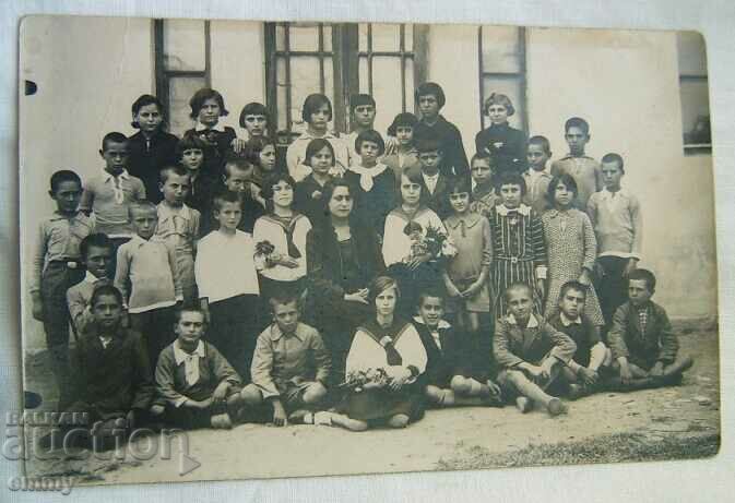 Old photo, students, teacher
