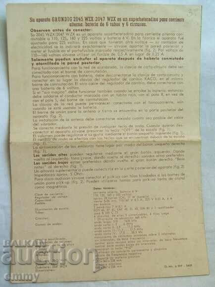 Operating instructions - radio radio set "Grundig". - 5 Operating instructions - radio radio set "Grundig". - 5