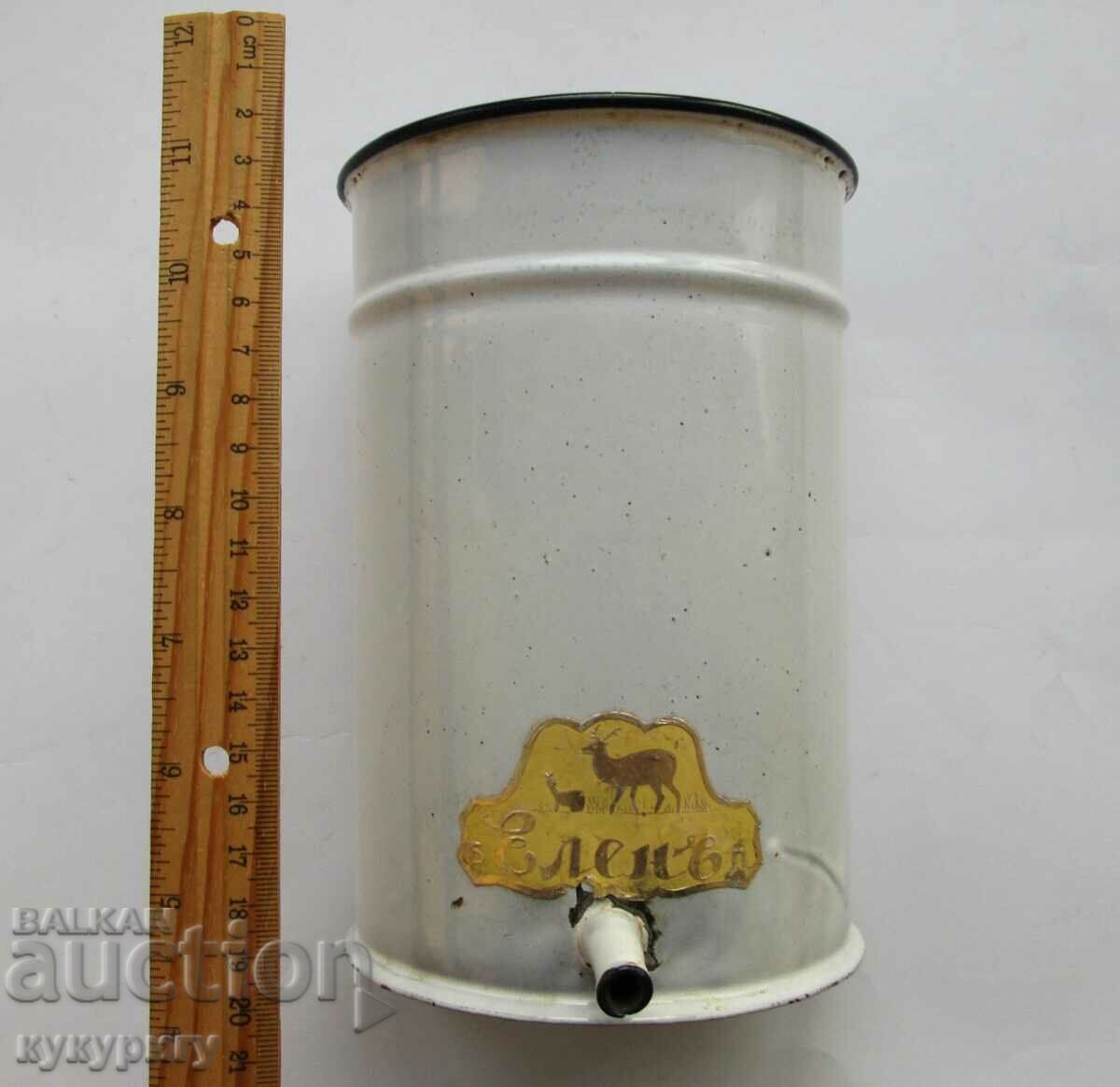 Стар емайлиран съд за вода с етикет Царство България - 5 Стар емайлиран съд за вода с етикет Царство България - 5