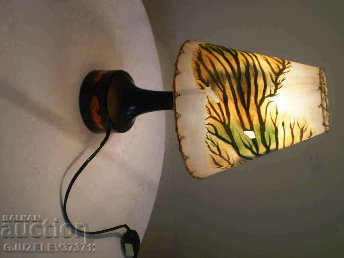 Old ceramic lamp with painted shade with price 199.00 BGN | € 101.75