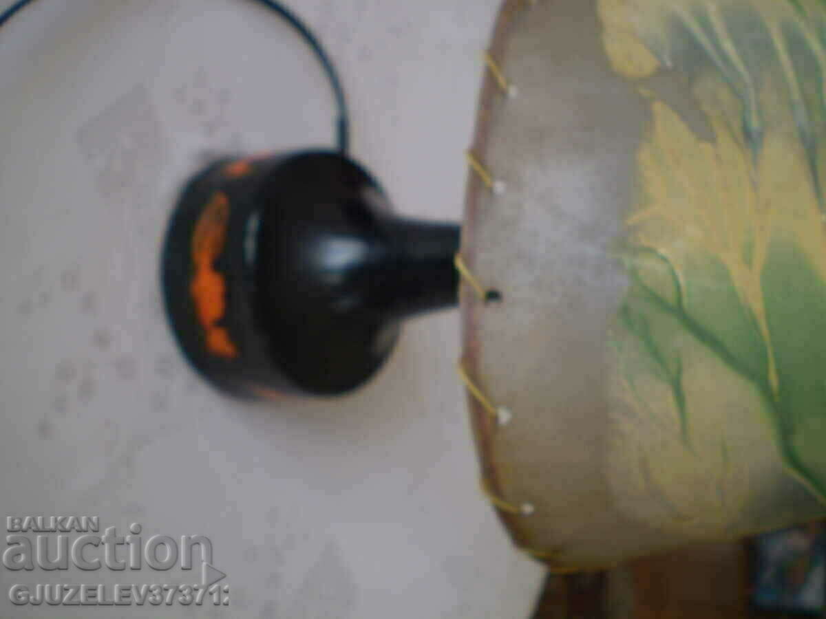 Old ceramic lamp with painted shade - 6