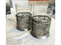 Оригинални Руски Филигранни Подстакани с Оригинални Чаши