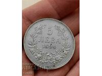 Moneda de argint 5 leva 1894