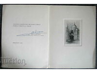 1963 Budapest card graphic drypoint signature