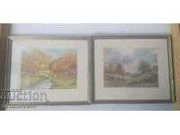 Two landscape reproduction paintings