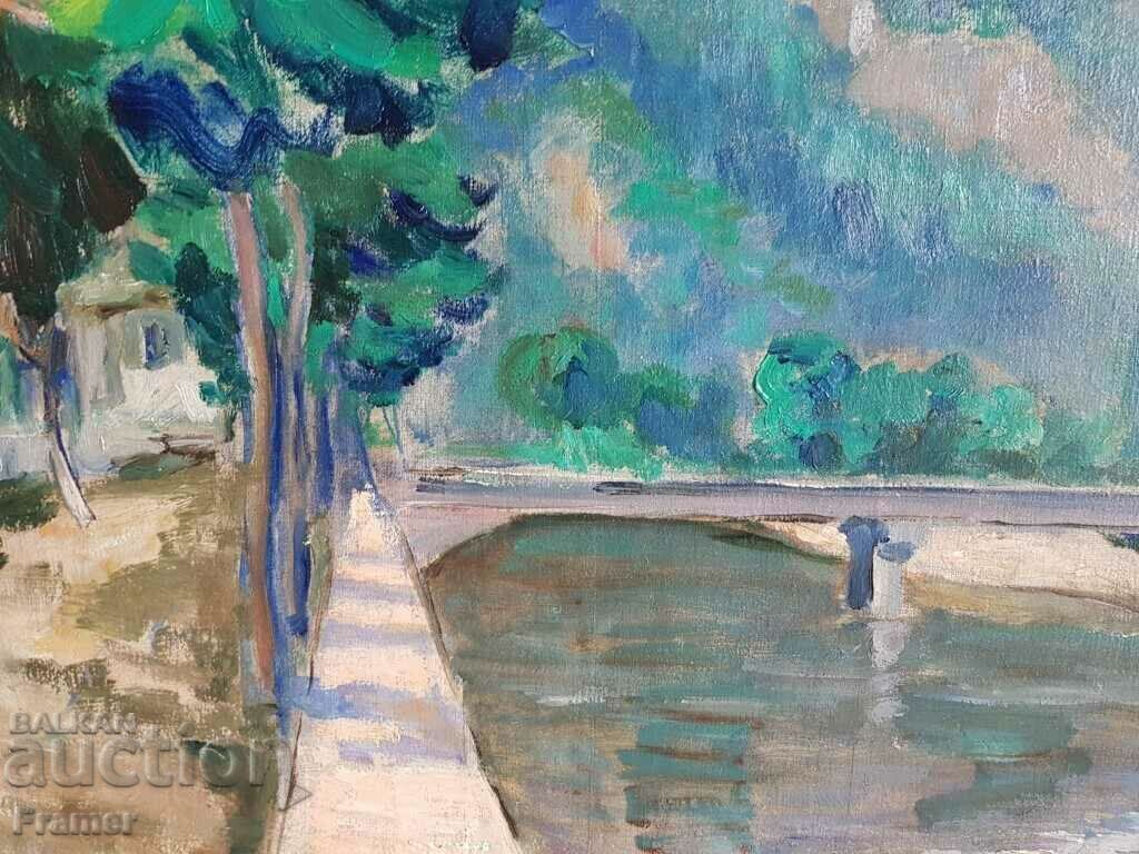 Delivery of STOYAN KIRYAZOV 1926 -1995 Teteven Landscape with a bridge 1966 oil Delivery of STOYAN KIRYAZOV 1926 -1995 Teteven Landscape with a bridge 1966 oil