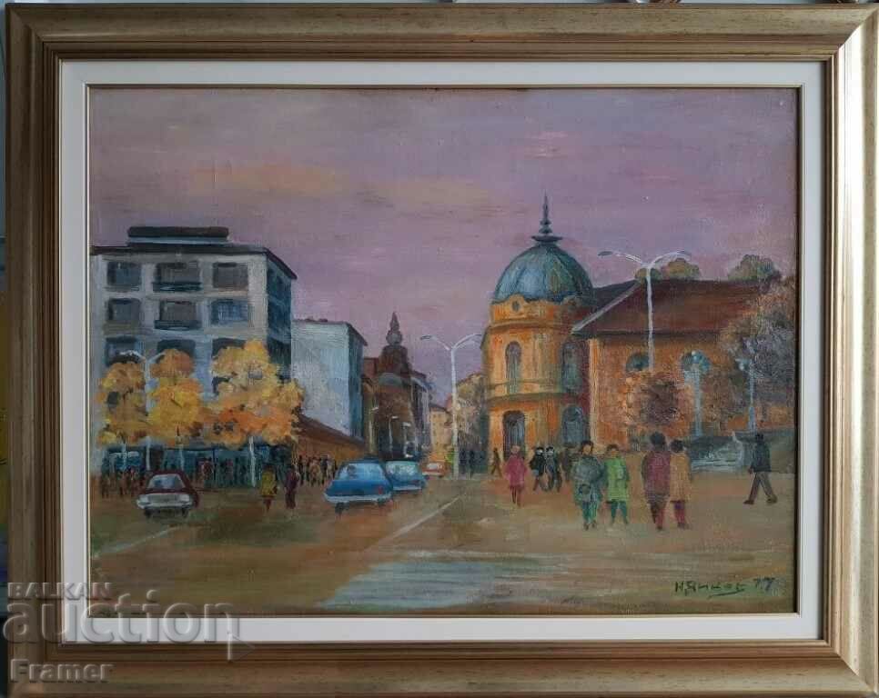 Nikolay Yankov National Assembly Square BAS 1977 oil paints